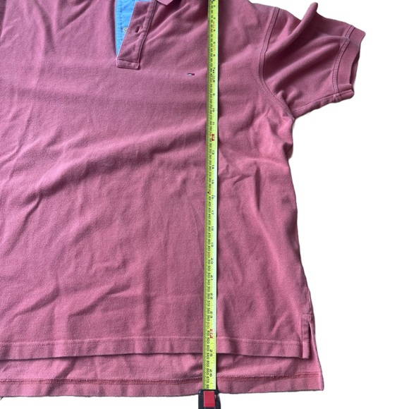 Tommy Hilfiger Salmon Pink Red Polo Shirt Men’s L Y2K Preppy Classic 100% Cotton - Picture 7 of 8